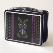 Lunch Box Joli lapin noir avec Soul arc-en-ciel Chakra (Devant)