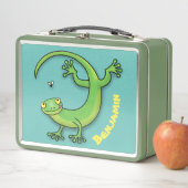 Lunch Box Joli lézard vert gecko avec dessin animé (En situation)