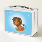 Lunch Box Joli lion et étoile sur bleu turquoise clair (Dos)
