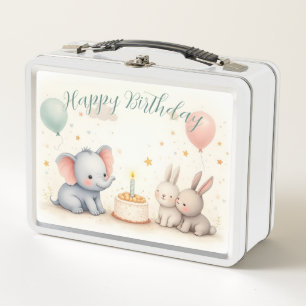 Lunch Box Joli message d'anniversaire avec des amis animaux