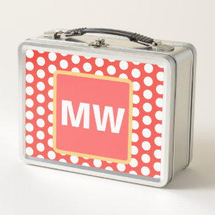 Lunch Box Joli monogramme pêche aux fruits blancs à pois