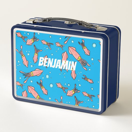 Lunch Box Joli motif caricature de calmar rose (Dos)