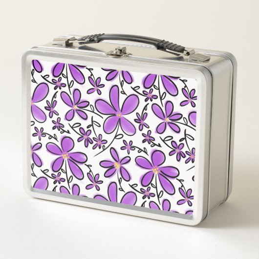 Lunch Box Joli motif de fleurs violettes (Devant)
