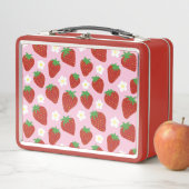 Lunch Box Joli motif de fraise sur fond rose (En situation)