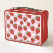 Lunch Box Joli motif de fraise sur fond rose (Dos)