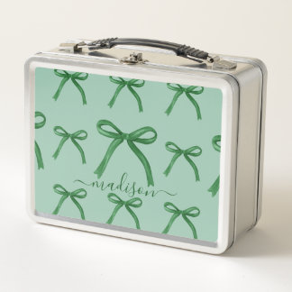 Lunch Box Joli motif élégant de nœud vert personnalisé