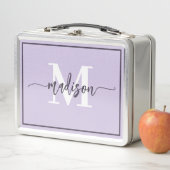 Lunch Box Joli nom de script monogramme lavande pastel (En situation)