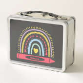 Lunch Box Joli nom d'enfants personnalisé Boho Rainbow (Dos)
