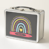 Lunch Box Joli nom d'enfants personnalisé Boho Rainbow (Devant)