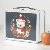 Lunch Box Joli ours de Noël/d'hiver en couronne (En situation)
