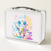 Lunch Box Joli Robot Désordonné Peinture éclaboussures (Dos)