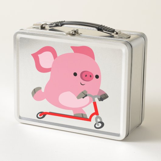 Lunch Box Joli Scooter équitation Cartoon Cochon (Devant)