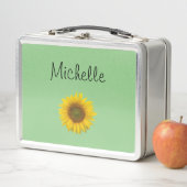 Lunch Box Joli tournesol Monogramme vert (En situation)