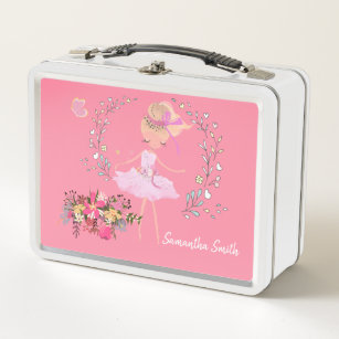 Lunch Box Jolie Ballerina et Fleurs, Nom personnalisé