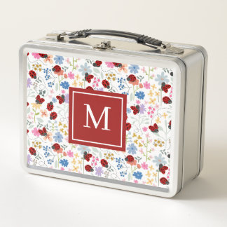 Lunch Box Jolie coccinelle fleurs sauvages monogramme floral