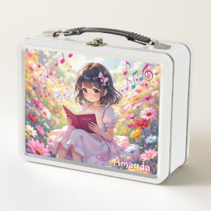 Lunch Box Jolie Fille Anime Lisant un Livre Personnalisé