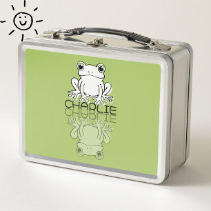 Lunch Box Jolie Grenouille Verte Doodle Réflexion Nom Person
