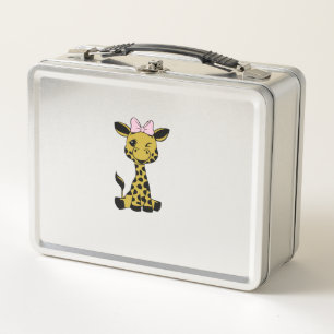 Lunch Box jolie petite girafe avec arc rose