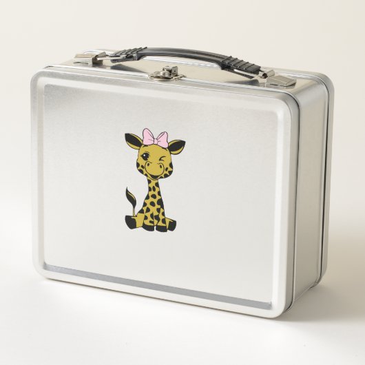 Lunch Box jolie petite girafe avec arc rose (Devant)
