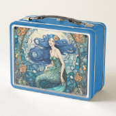 Lunch Box Jolie sirène Art Nouveau Art Déco Bleu (Dos)