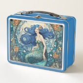 Lunch Box Jolie sirène Art Nouveau Art Déco Bleu (Devant)
