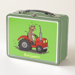 Lunch Box Jolie vache heureuse conduisant un dessin animé de