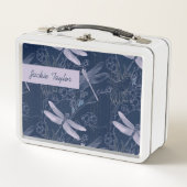 Lunch Box Jolies libellules sur la marine Custom (Devant)