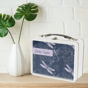 Lunch Box Jolies libellules sur la marine Custom