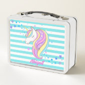 Lunch Box Jolies Licornes Étoiles Holographiques Rayures Aqu (Dos)
