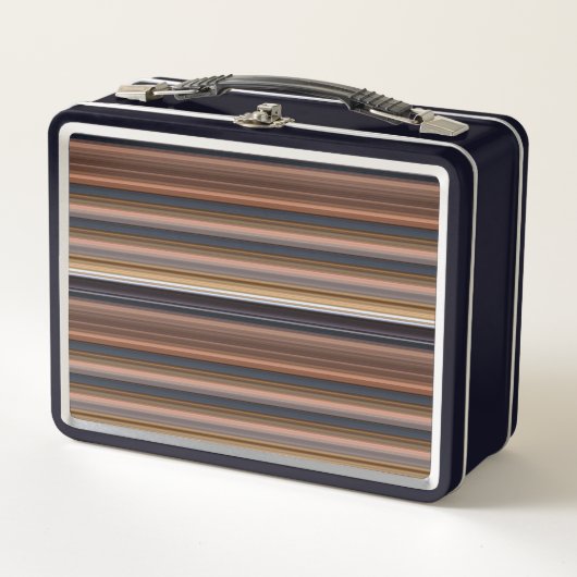 Lunch Box Jolies rayures bleues marron (Devant)