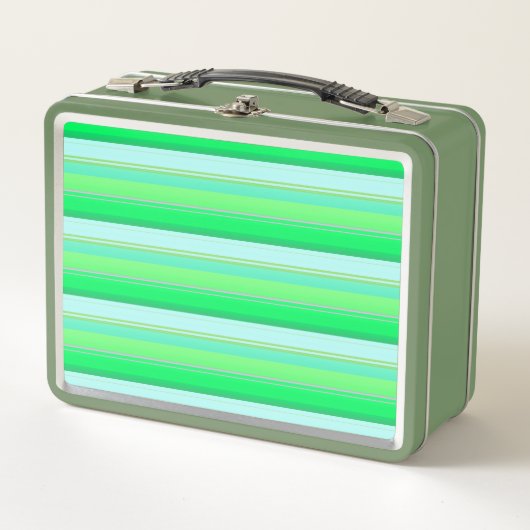 Lunch Box Jolies rayures vert aqua (Devant)