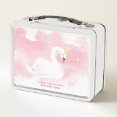 Lunch Box JOLIMENT élégant cygne peint aquarelle rose (Dos)