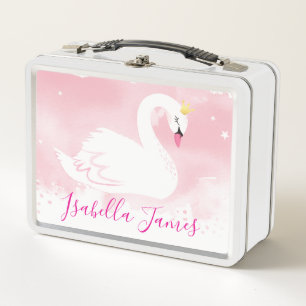 Lunch Box JOLIMENT élégant cygne peint aquarelle rose