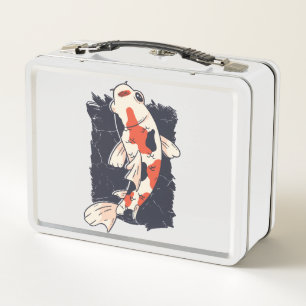 Lunch Box Jolis poissons Koi aux couleurs rouge, blanc et no