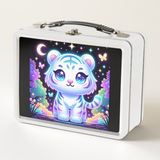Lunch Box Jote Kids Holographique Tigre Blanc | (Devant)