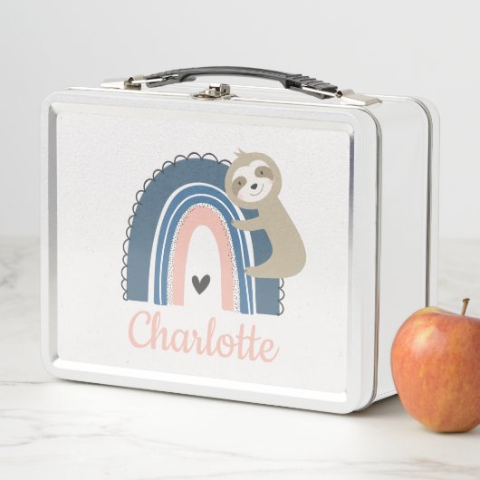Lunch Box Jote Sloth Accrocher Rainbow Girl School (En situation)