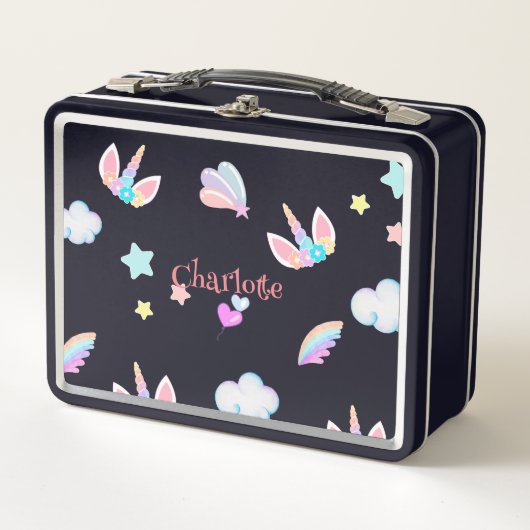 Lunch Box Jote Unicorne face arc-en-ciel dégradé fête d'anni (Devant)