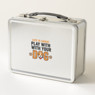 Lunch Box Jouez Avec Votre Chien Dessin De Gravure Vintage D