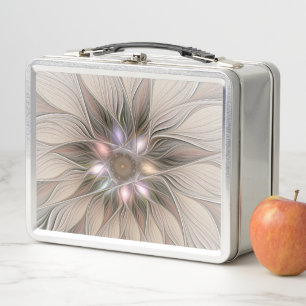 Lunch Box Joyeuse Fleur Abstrait Beige Brown Floral Fractal