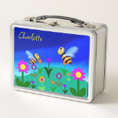 Lunch Box Joyeuses abeilles dans un champ de fleurs (Devant)