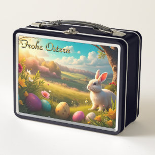 Lunch Box Joyeuses Pâques dans un paysage printanier