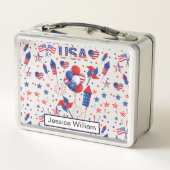 Lunch Box Joyeux 4 juillet Red Blue Cute Party (Dos)