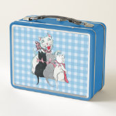 Lunch Box Joyeux Chat Mère Blanche Trois Chatons Plaid (Dos)