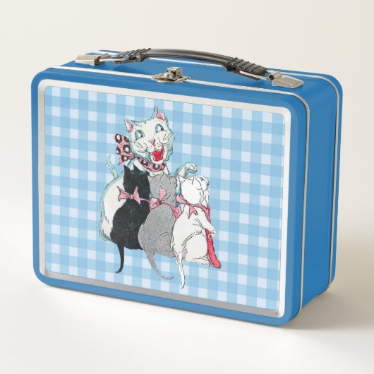 Lunch Box Joyeux Chat Mère Blanche Trois Chatons Plaid (Devant)