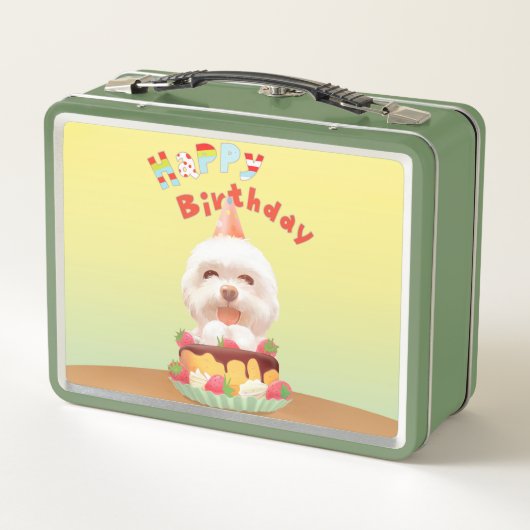Lunch Box Joyeux chien d'anniversaire avec gâteau (Dos)