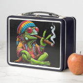 Lunch Box Joyeux Hippy Iguana Fumer Cigar Art (En situation)