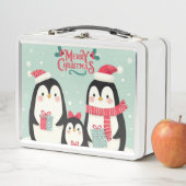 Lunch Box Joyeux manchots enneigés de Noël (En situation)