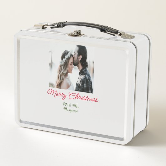 Lunch Box Joyeux Noël couple photo ajouter nom heureux vacan (Devant)