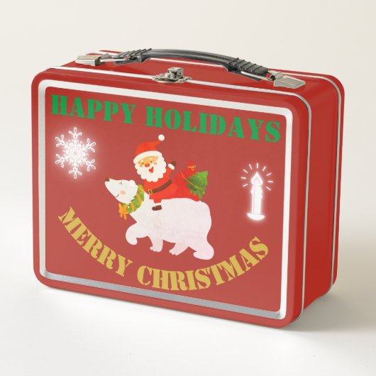 Lunch Box Joyeux Noël moderne en rouge | (Devant)