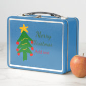 Lunch Box Joyeux Noël rouge vert Noël ajouter le nom (En situation)